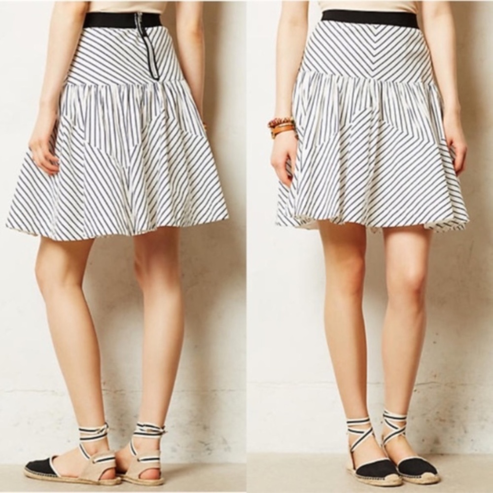 ANTHROPOLOGIE MAEVE EDIT STRIPE RUFFLE SKIRT Sz 8